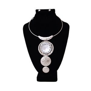 Silver Choker Set with Slide Drop Hammered Pendant